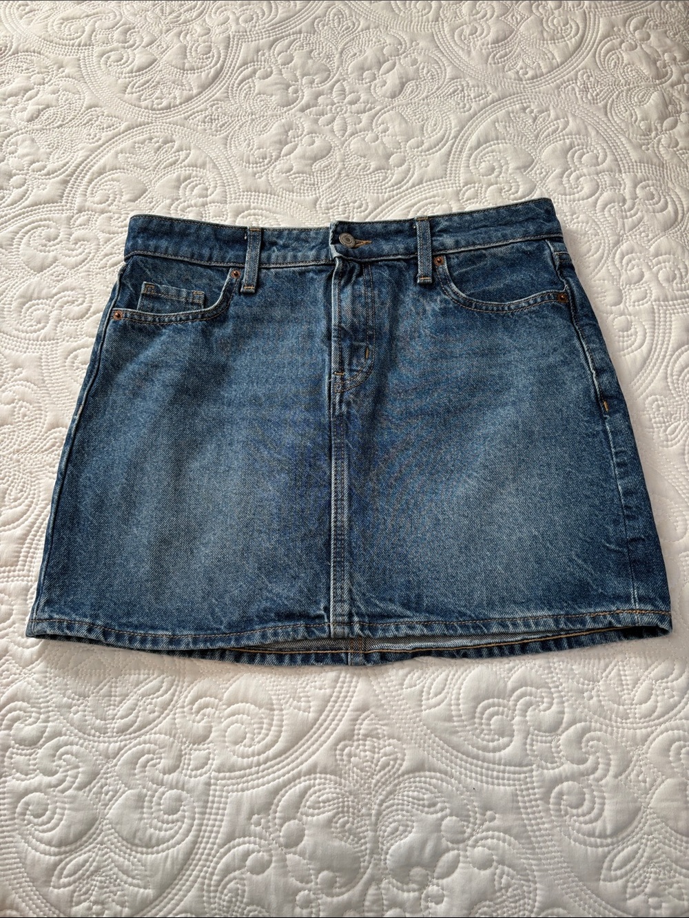 Old Navy Medium Blue Denim A-Line Mini Skirt